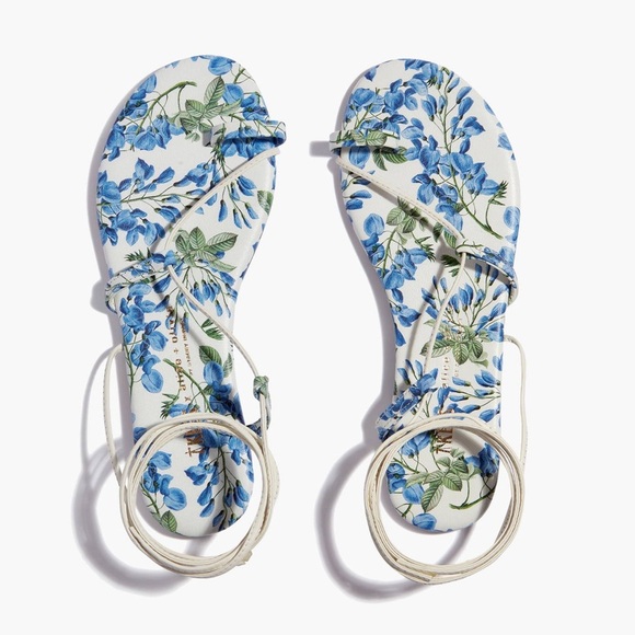 Alice + Olivia x Tkees Jo Ankle Tie Sandals Eve Ditsy Size 8 - Picture 1 of 8